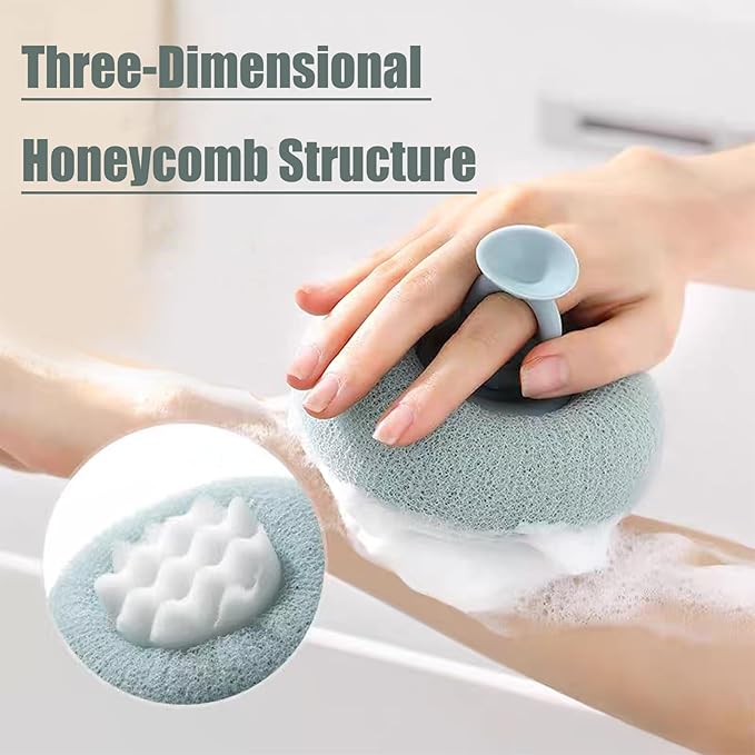 Super Soft Sunflower Suction Cup Bath Ball, New Upgraded 2-in-1 Sunflower Ball Exfoliating Bath Sponge Cleaning Brush, Mesh Shower Body Sponge Accessories for Women, Men(Cyan+Pink+Purple)