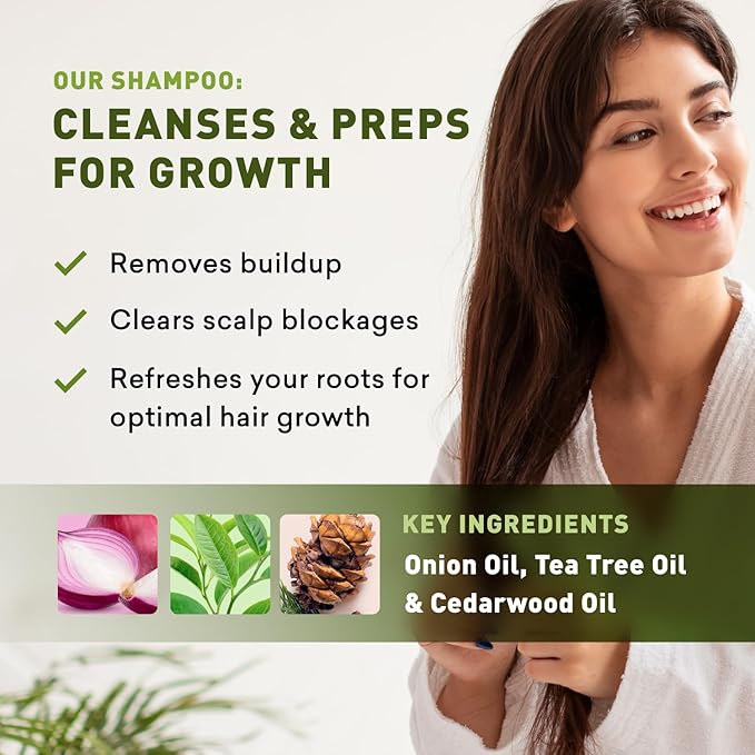 Just Nutritive Onion & Rosemary Shampoo and Conditioner Set, Hair Growth, Hair Loss, Oil Control, Thickening, Strengthening, Sulfate-Free, DHT Blockers, Nourishing, Hydrating, Non-Medicated Hair Care