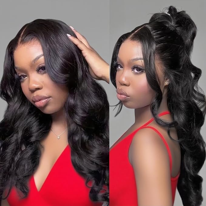 Layered Curtain Bangs Face-Framing Glueless Wigs Human Hair Loose Body Wave 13x6 PartingMax HD Lace Wig Pre-Everything Pre Plucked Pre Cut Human Hair Wigs 22inch