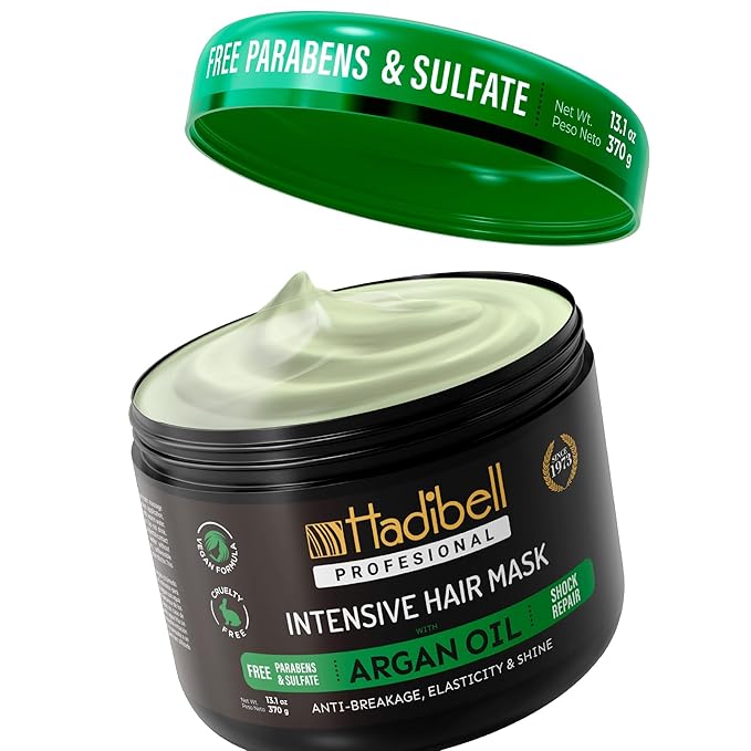 Hydrating Argan Oil Hair Mask and Deep Conditioner for Dry, Frizzy or Curly Hair, Deep Repair for Damaged Hair, Restores Shine & Strength Hair Care Treatment for Woman & Men 13.1 oz