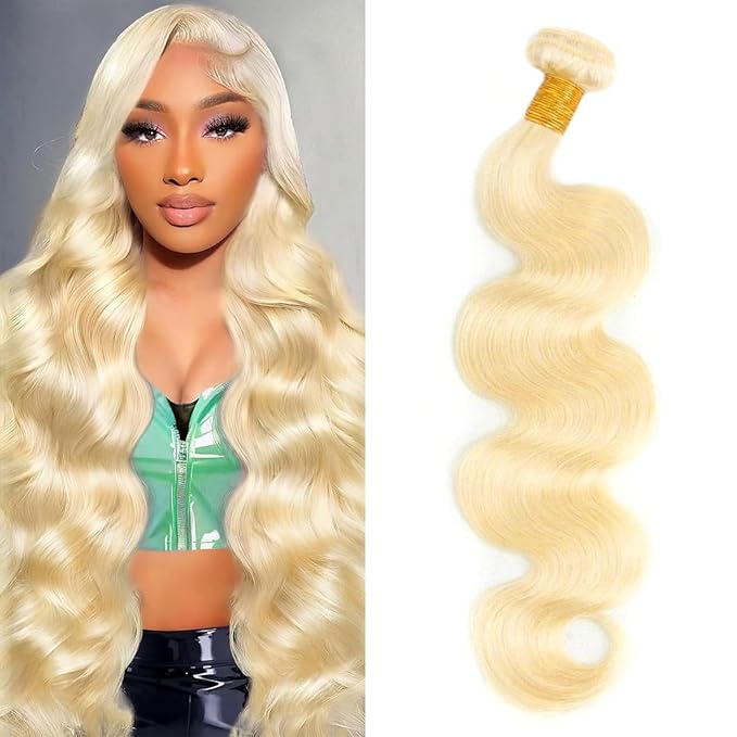 CFY 613 Bundles Human Hair 1 Bundles Blonde Body Wave Human Hair 100% Unprocessed 14A Grade Brazilian Virgin Raw Weave Bundles Human hair 30 Inch Blonde Bundles Human Hair Extensions for Women