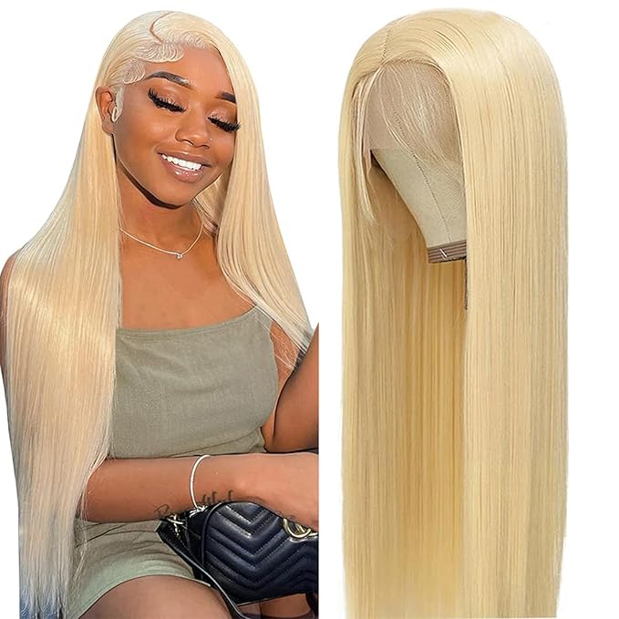 Tuneful 250% Density 613 13x6 Lace Front Wig 26 Inch Straight Blonde Lace Front Wigs Human Hair Pre Plucked 13x6 613 HD Lace Frontal Wig 100% Human Hair Natural Hairline