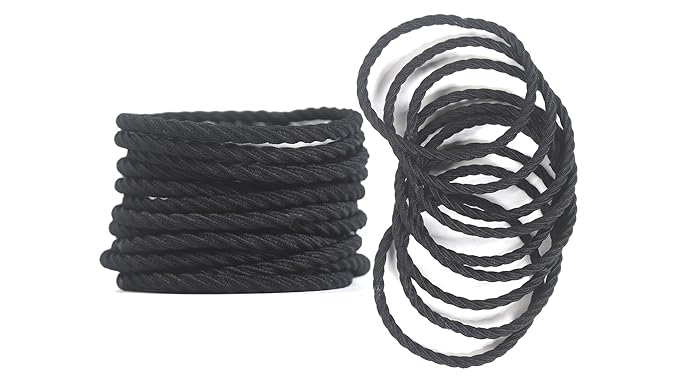 Youxuan No Damage Soft Polyester Hair Ties, No Tug Scrunchies Hair Bands with Strong Elasticity - Black, 50 Pieces
