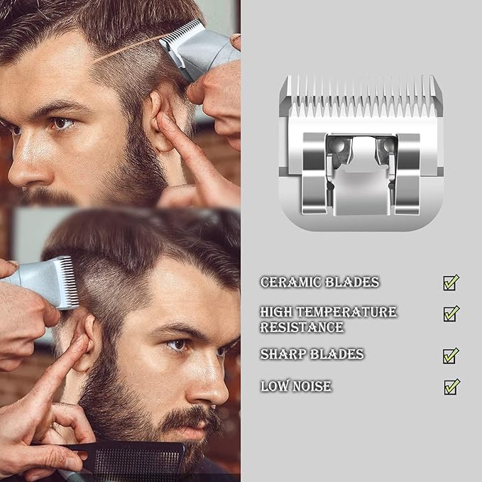 000 Detachable Replacement Ceramic Blades Set,Cut Length 1/50-Inch（0.5MM）,compatible with Andis/oster Classic 76/Star-Teq/Power-Teq/A5 Clipper (2 Pack)