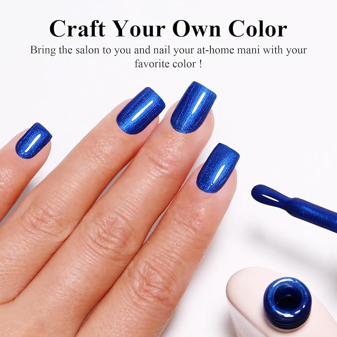 Imtiti Pearl Gel Nail Polish, 1Pcs Blue Glitter Shimmer Soak Off UV LED Gel Polish, Long Lasting, Manicure Salon DIY at Home for Spring and Summer (0.34 Fl Oz-961)