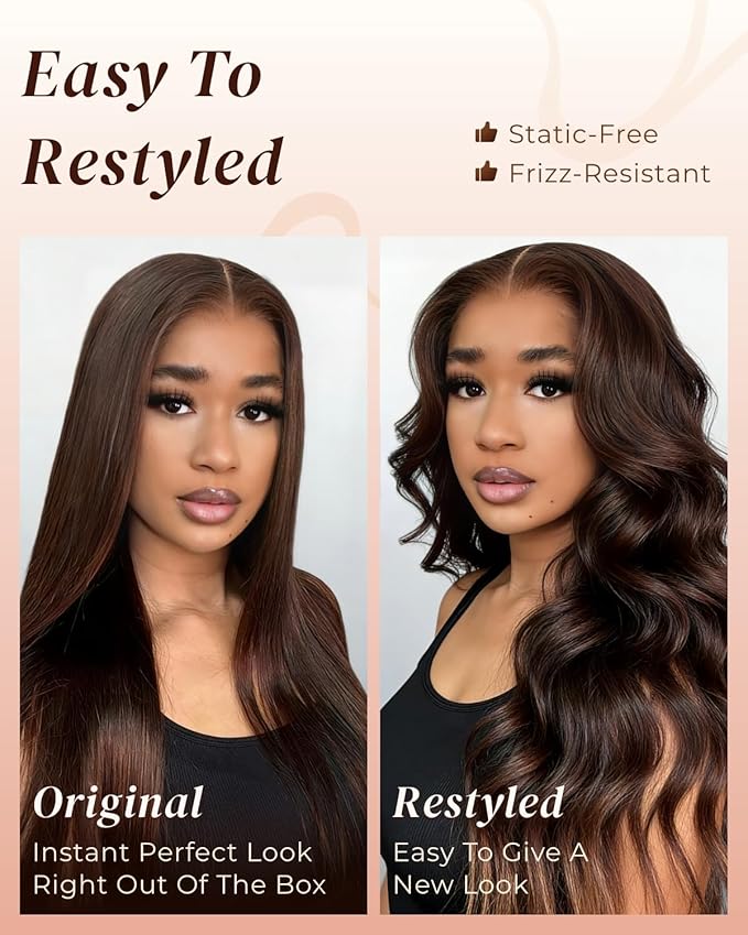 Arabella 6x5 Ready to Go Glueless Wigs Human Hair 230% Density Lace Front Wigs 100% Human Hair 12A Pre Cut Lace Pre Plucked Bleached Knots 4# Brown Straight Wig Human hair (20inch, 6x5 Straight Wig)