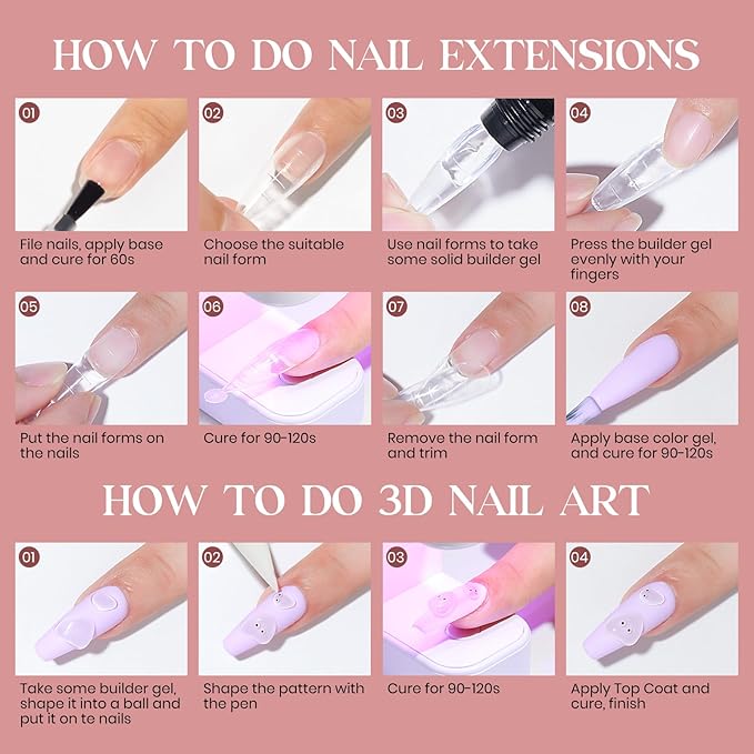 MIZHSE Solid Builder Gel, 2.1oz/60g Clear 3D Nail Gel Builder for Nails Non-sticky Simple Sculpture Molding Gel for Beginner & Professional DIY Salon Nail Art Design Home Manicure