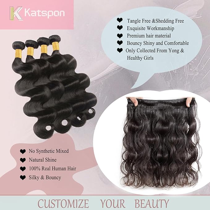 12A Human Hair Bundles 20 22 24 26 Inch Body Wave 100% Unprocessed Brazilian Virgin Hair 4 Bundles Human Hair Extensions Quick Weave Natural Black
