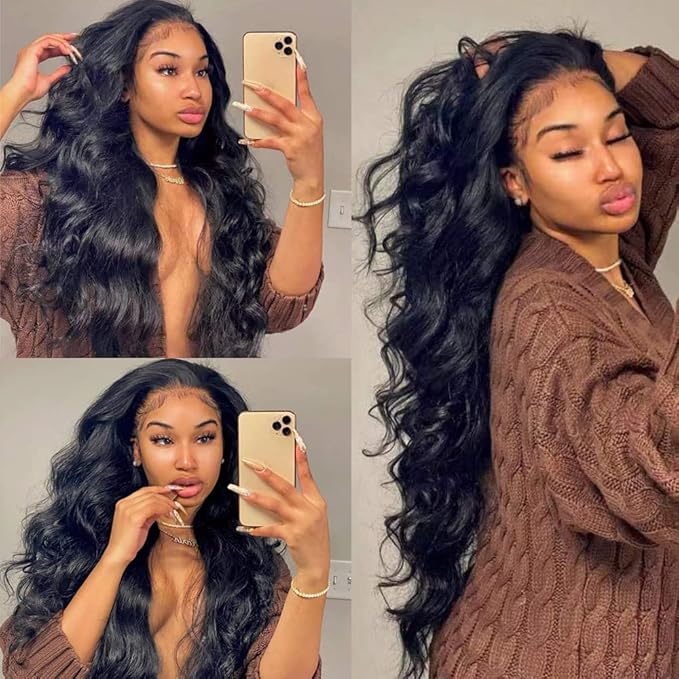 Brazilian Body Wave 3 Bundles Human Hair 28 28 28 Inch 100% Unprocessed Human Hair Bundles Body Wave 12A Natural Black Color 300G Machine Double Weft Hair Extensions