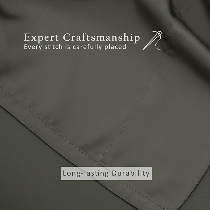 TOSMO Luxury Cooling Sheet Set - 100% Viscose from Bamboo, 4-Piece Bedding Set (Queen Size) - 18” Extra Deep Pockets, Oeko-Tex Certified, Silky Soft and Breathable, Charcoal