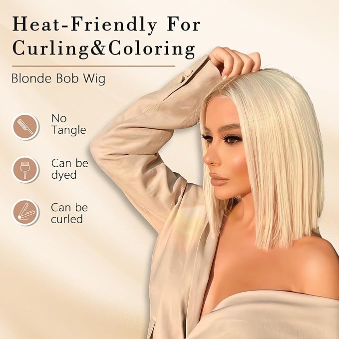 16 Inch Blonde Bob Wig Human Hair 180 Density HD Lace Front Wigs Pre Plucked With Baby Hair 613 Bob Wig Human Hair 13x6 Lace Frontal For Women Blonde Wig Suits For Daily Life And Parties