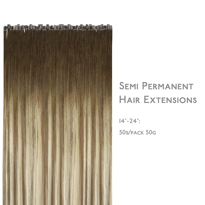 WENNALIFE U Tip Hair Extensions Human Hair, 50g 50s 16 Inch Ombre Walnut Brown to Ash Brown and Bleach Blonde Remy Hair Extensions K Tip Hair Extension Real Human Hair Invisible Straight Keratin Hair