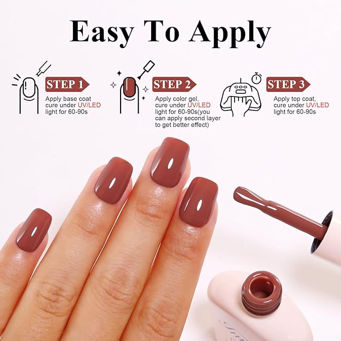 Imtiti 10ML Chocolate Moose Nail Gel Polish Soak Off LED UV Brown Gel Polish DIY at Home Salon Art Gift for Women Girls 1PCS