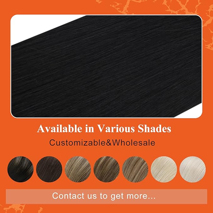 Full Shine Human Hair Tape in Extensions 20Inch Black Seamless Tape in Hair Extensions 50Grams Tape in Hair Extensions Real Human Hair 20Pcs Seamless Skin Weft Hair Extensions
