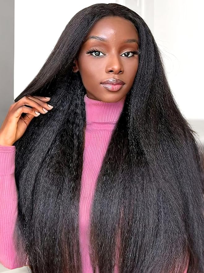 Kinky Straight Half Wig Human Hair 3 In 1 Seamless Flip Over Half Wigs for Black Women 18Inch Wear & Go No Lace Glueless Drawstring Flip Over Wig Beginner Friendly Headband Wig 200 Density