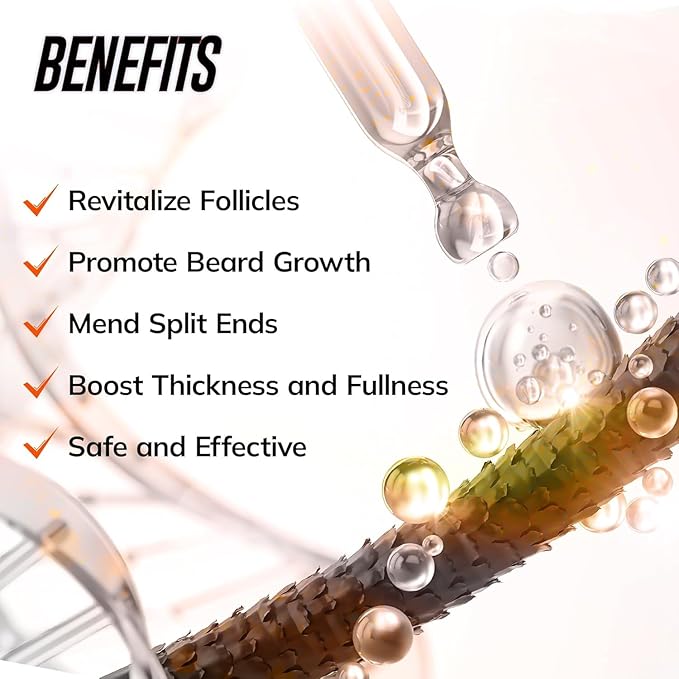 5% Minoxidil Beard Growth Serum for Men: 2-Pack Hair Regrowth Spray with Biotin & Rice Water - Extra Strength Beard Oil for Faster Thicker and Fuller Beard Growth - 4.06 Fl Oz