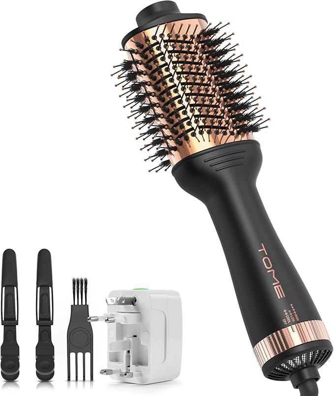 Titanium Blow Dryer Brush, 3 Inch Dual Voltage Hair Dryer Brush in one, 2-in-1 Hot Air Brush for Salon, Faster Blowouts with Tons of Volume and Less Frizz