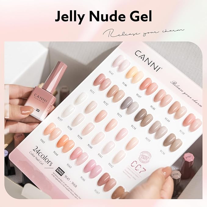 CANNI Sheer Jelly Milky White Gel Nail Polish, 1Pcs Jelly White Gel Polish Sheer Clear Light White Translucent Color Soak Off U V Nail Manicure Salon DIY