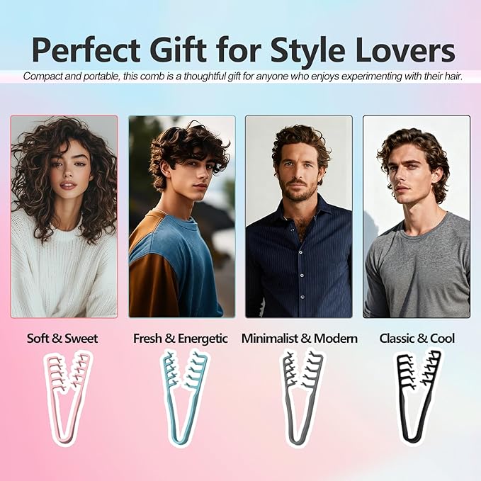 Texture Comb, Voluminous Wide-Toothed Hair Comb, Apparatus Maximum Lift Roots Volume Tool, Barber Wide Fine-Toothed Dual-Purpose Set, ABS Plastic with Textured Grip Tool for Men 1PC (Black)