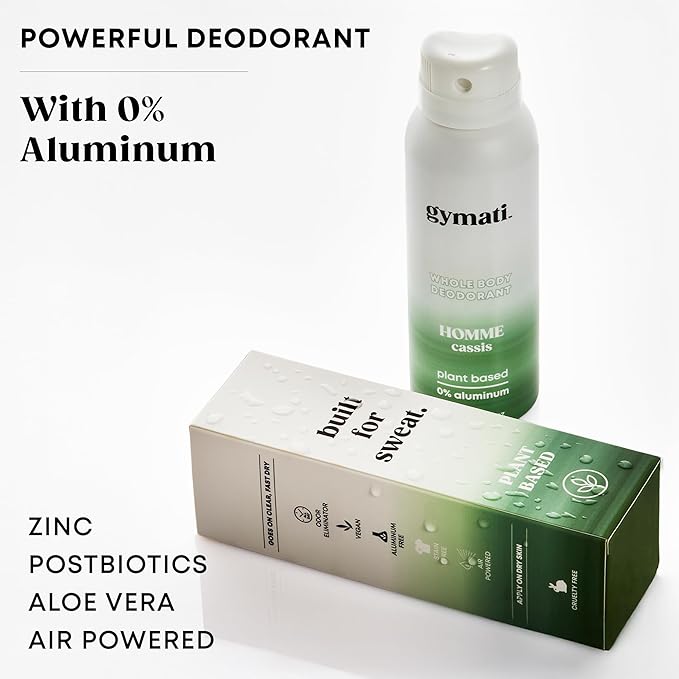 Gymati Fitness Body Deodorant Spray Aluminum Free - Men & Women - Pack of 2