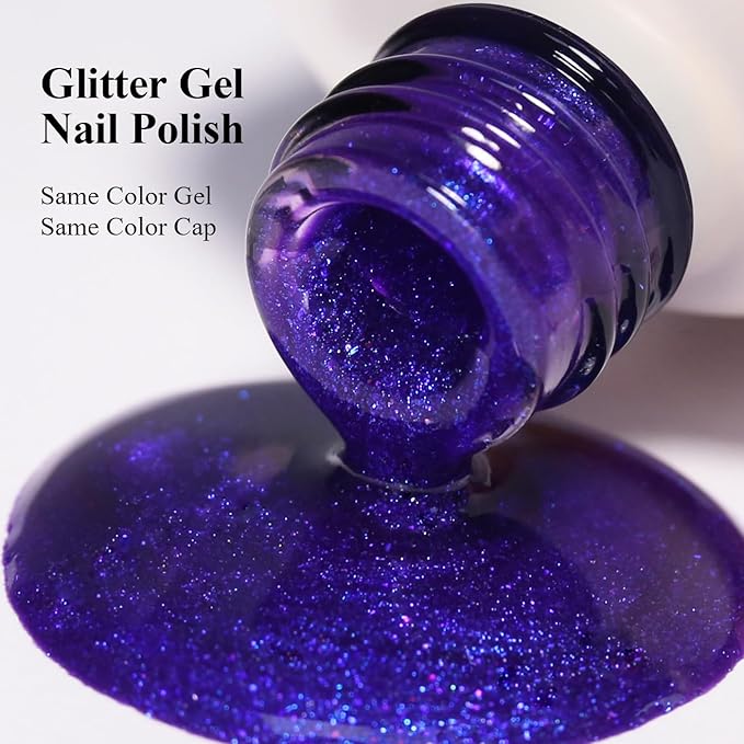 10ml Hema Free Glitter Blue Gel Nail Polish Soak Off Long Lasting Salon DIY at Home Gift for Women 1Pcs