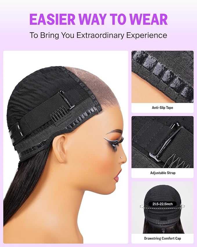 Glueless Wigs Human Hair Pre Plucked Pre Cut 5X6 HD Body Wave Lace Front Wigs Human Hair Glueless Wear And Go For Black Women 220% Density HD Lace Closure 20 Inch