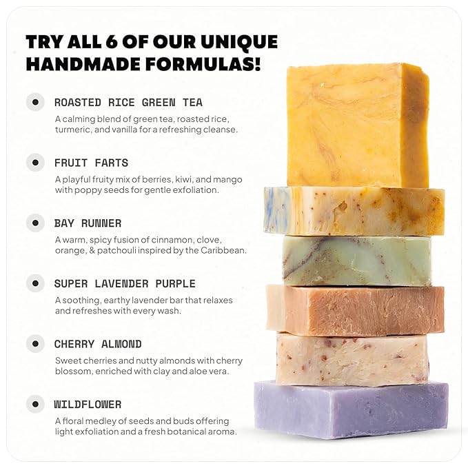 ILS Soap co. Cherry Almond - All Natural Bar Soap for men and women - Plant Based, Cold Process and Handmade in the USA for All Skin Types and conditions for face and body (3 Pack)
