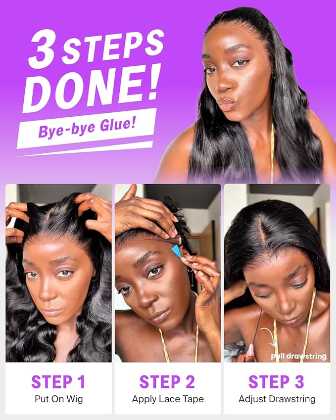 13x6 HD Lace Front Wigs Human Hair Body Wave Glueless Pre Plucked 220% Density Wear and Go Wig with Drawstring Ear to Ear Bleached Knots 24 Inch