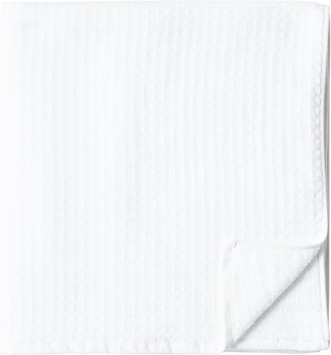 UCHINO Waffle Twist Cotton Weave Bath Towel for Bathroom Lightweight Absorbent Quick Dry Honeycomb Texture Solid Terry Loop Reverse 30" x 60", 1 Bath Towel, Ocean Blue