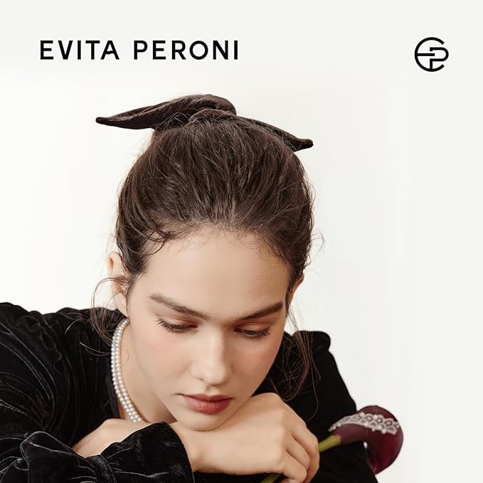 Evita Peroni Winter Velvet Scrunchie - Triangle Hair Scrunchies for Women - Soft Stretchy Hair Ties - Elegant Hair Accessories with Luxe Gift Box (Brown)