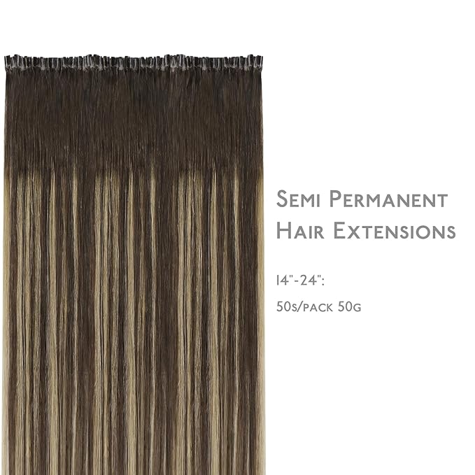 WENNALIFE U Tip Hair Extensions Human Hair, 50g 50s 18 Inch Balayage Chocolate Brown to Caramel Blonde Remy Hair Extensions K Tip Hair Extension Real Human Hair Invisible Straight Keratin Hair