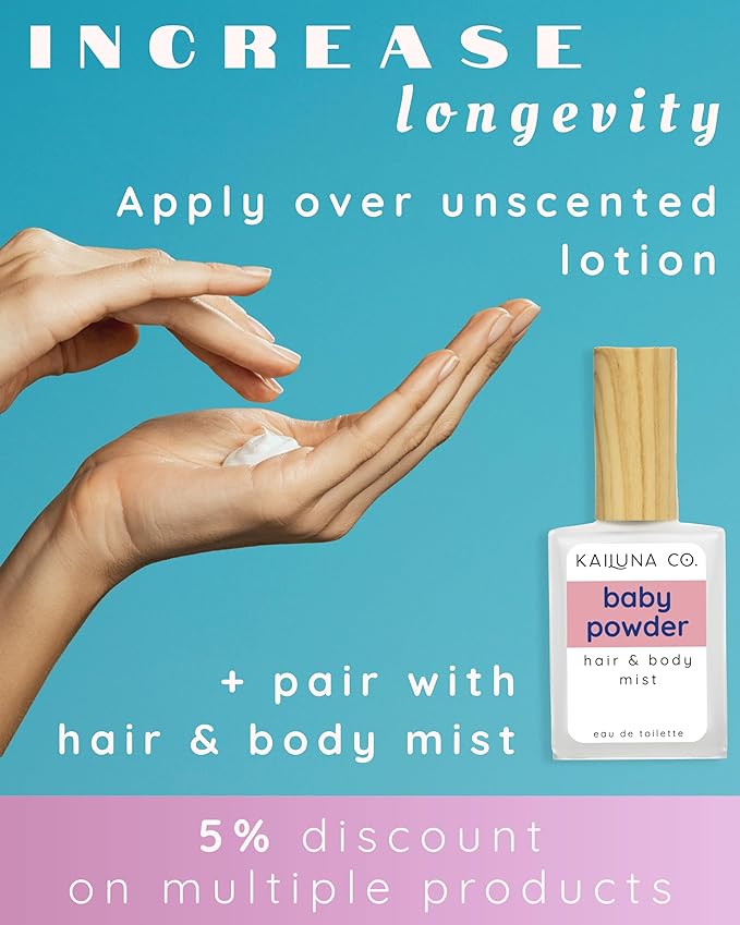 Baby Powder Pure Essential and Fragrance Oil Perfume Roll On with Pure Organic Jojoba Oil, Alcohol Free, Handmade in California