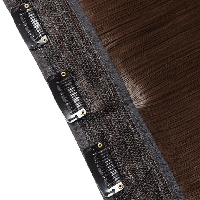 S-noilite® Trendy Medium Brown 30" Straight Curly 3/4 Full Head One Piece 5clips Clip in Hair Extensions Long Poplar Style for Xmas Gifts