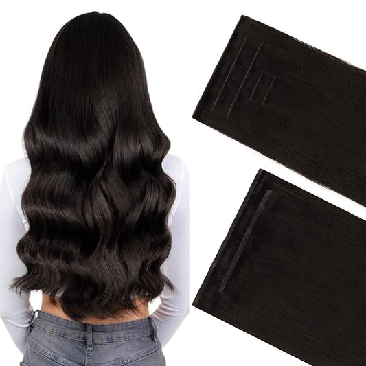 GOO GOO Invisi Edge Clip in Hair Extensions Set, 18inch 140g, 5pcs Injected Seamless PU Clip ins and 2pcs Classical PU Clip inslip ins, Virgin Real Human Hair, #2