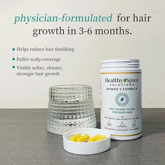 Women’s Hair Growth Skin & Nails Vitamins with Biotin 10,000 mcg, Collagen, Keratin, MSM & Bamboo Extract Drug-Free Formula for Thicker Hair, Strong Nails & Glowing Skin 120 Capsules, 1-Month Supply