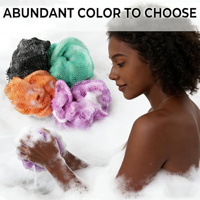 African Exfoliating Body Net Sponge, Ember and Root African Net Sponge, Exfoliating Towel, Gentle Exfoliation, Exfoliating Washcloth Face & Body Scrub Towel for All Skin Types (Black)