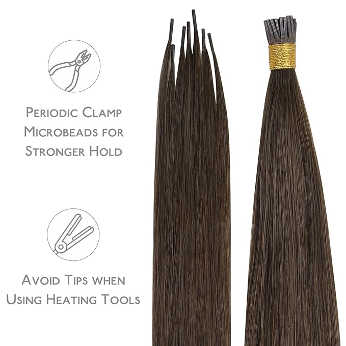 WENNALIFE I Tip Hair Extensions Real Human Hair, 100g 100s 22 Inch Chocolate Brown Remy Itip Human Hair Extensions Invisible Itips Straight I Tips Cold Fusion Extensions
