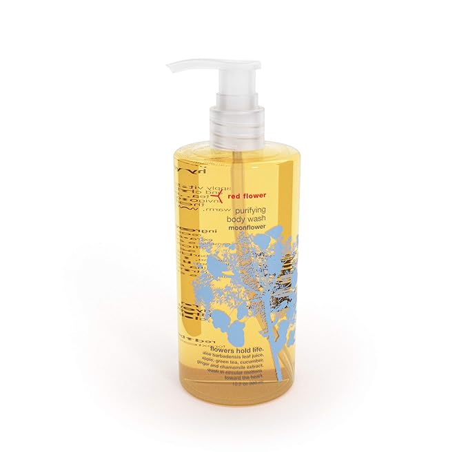 Red Flower Moonflower Purifying Body Wash – Cleanse & Hytdrate Botanical Shower Gel with Organic Fruit & Leaf Extracts for Hydrated, Radiant Skin (10 oz)