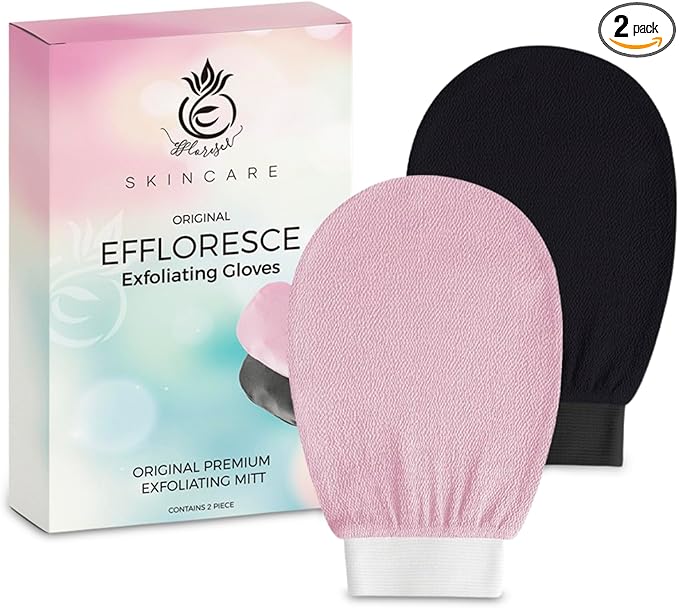 Exfoliating Glove Pack of 2 – Deep Cleaning Exfoliating Body Scrubber- Exfoliating Gloves for Shower for Smooth Radiant Skin – Dead Skin Remover & Body Scrub Mitt for Skin Cell Renewal