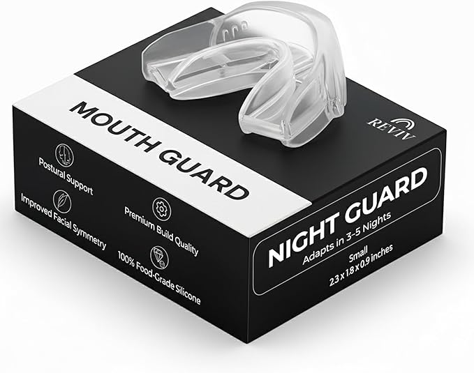 Reviv R1 Mouth Guard for Grinding Teeth at Night | Food-Grade Silicone Night Guard | Bite Guard for Teeth Clenching Nighttime Protection During Sleep for Men & Women As Anti Clenching (Small Clear)
