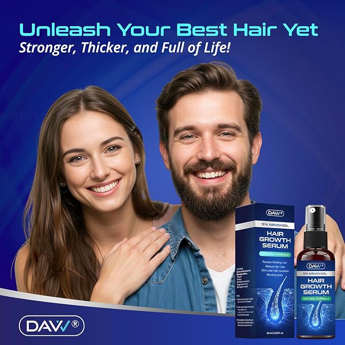 5% Minoxidil Spray for Women and Men Hair Growth: Minoxidil for Women Hair Growth - Minoxidil for Men - Extra Strength Hair Regrowth Treatment - Hair Growth Serum for Faster Stronger Thicker - 60ML