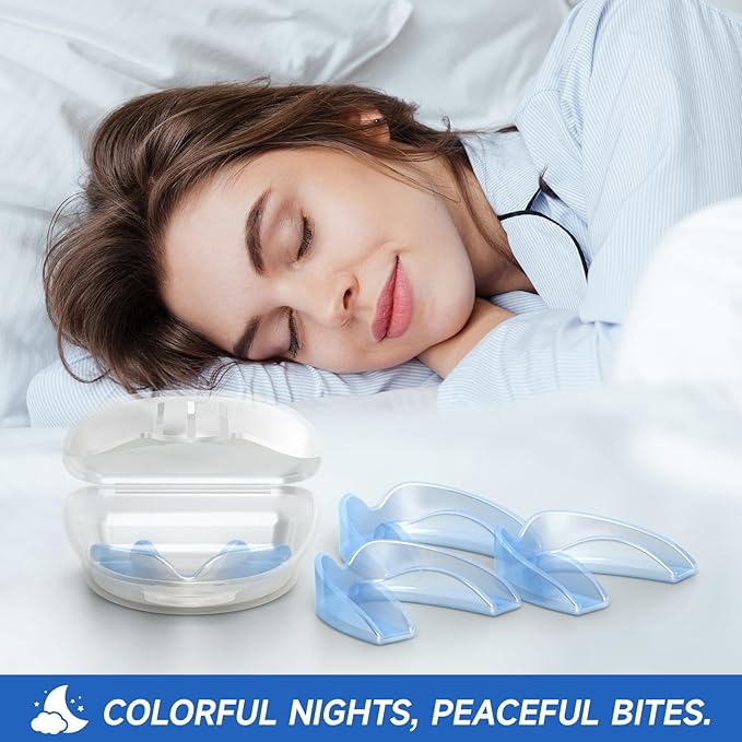4 Pack Blue Mouth Guards for Women and Teens, Medium Size, Moldable Night Guards for Teeth Grinding and Clenching, Comfortable Bite Guards, Stylish Custom Dental Guards for Protection