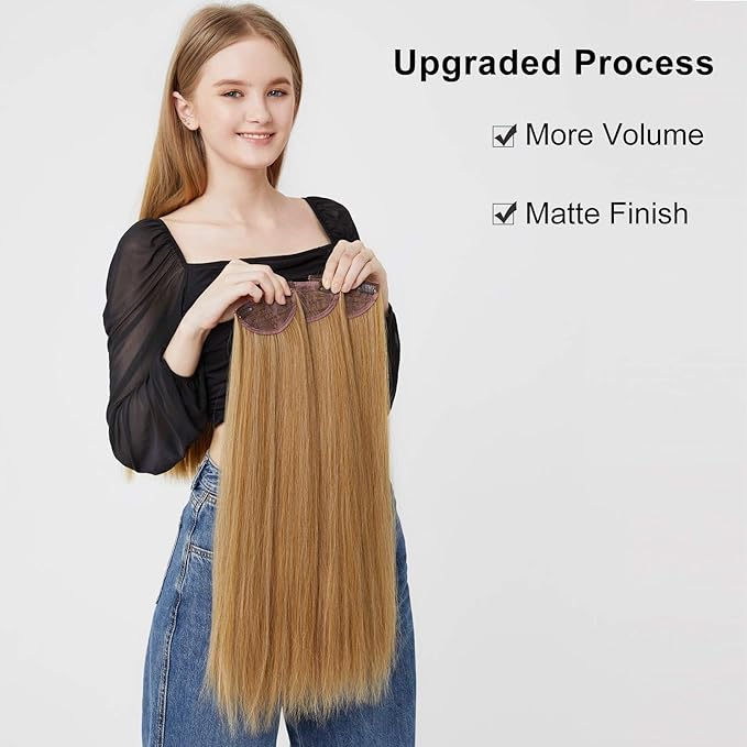 REECHO Thick Long Straight 3PCS Set Clip in on Hair Extensions for Women Girls (28 Inch (Pack of 3), Natural Black - Straight)