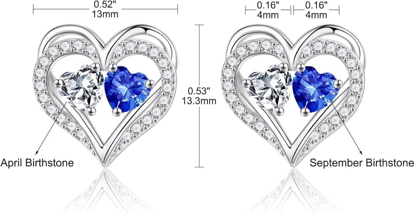 Iefil Christmas Gifts for Women Wife - 925 Sterling Silver Birthstone Earrings, Anniversary Birthday Gifts for Women Wife Girlfriend Mom
