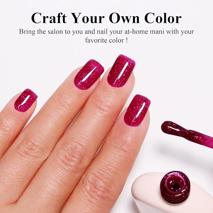 Imtiti Glitter Gel Nail Polish, 1Pcs Hot Pink Sparkle Rose Soak Off UV LED Gel Polish, Nail Art Starter Manicure Salon DIY at Home for Women (0.34 Fl Oz-960)