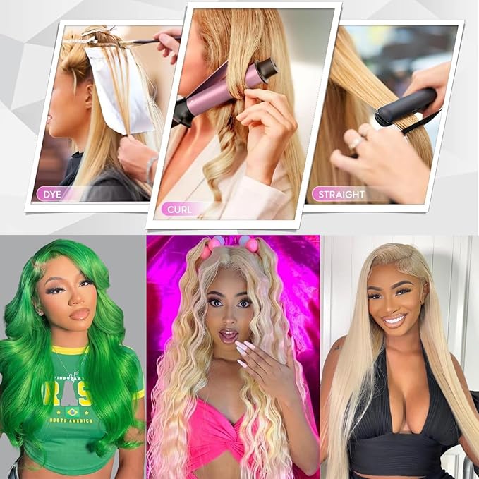 Body Wave 613 Bundles Human Hair Blonde Bundle 20 22 24 Inch Natural Brazilian Virgin Unprocessed Human Hair Extensions Soft and Silky No Smelling Can Be Straightened and Dyed