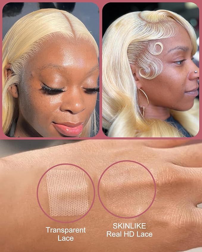 Alididi Skinlike Real Hd 613 13x6 Lace Front Wig Human Hair Straight Pre Plucked Bleached Knots 200% Density 0.10mm Ultra-Thin Invisible Lace Blonde Wig Human Hair For Women 30 Inch