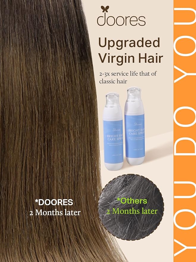 DOORES Tape in Hair Extensions Human Hair, Chocolate Dip Color Melt 10 Inch 60g 40pcs, Human Hair Extensions Natural Hair Extensions Seamless Straight