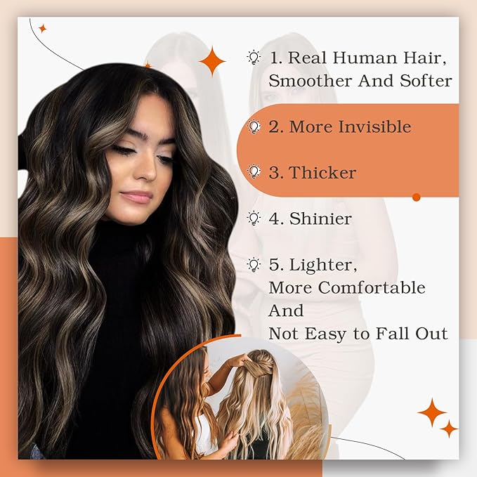 Full Shine Hair Extensions Tape in Color 1B Off Black Ombre 27 Blonde And 1B Tape in Hair Extensions Human Hair 18Inch Straight Remy Extension Seamless Skin Weft 100G 40Pcs