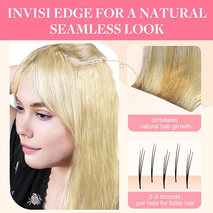 GOO GOO Invisi Edge Clip in Hair Extensions, 20inch 60g 4Pcs, Injected Seamless PU Clip in Hair Extensions, Virgin Real Human Hair, #16/22 Light Blonde Highlighted Golden Blonde